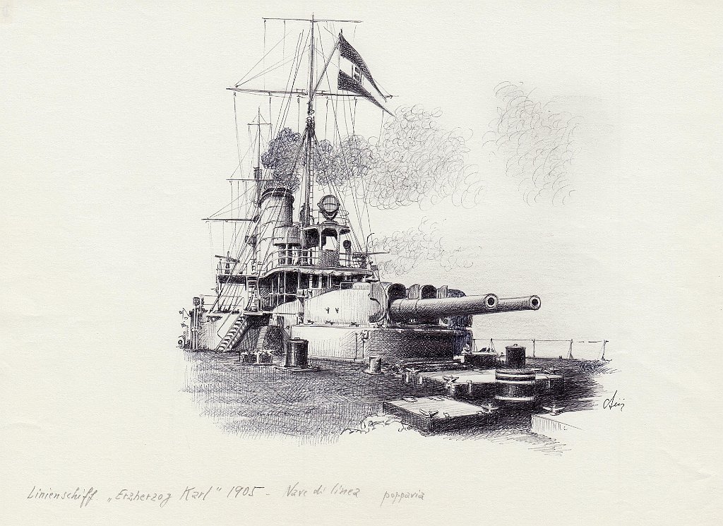 55-Linienschiff 'Erzherzog Karl' - 1905 - Nave di linea - poppavia